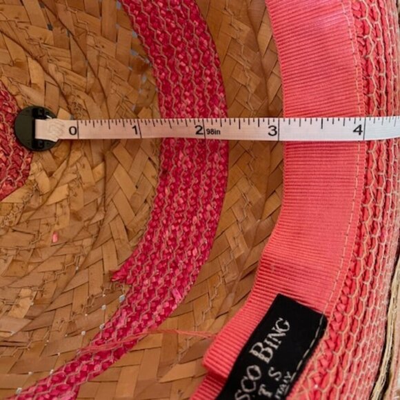 FRANCESCO BING Woven Straw Pink Tan Italian Hat Vintage main image 8
